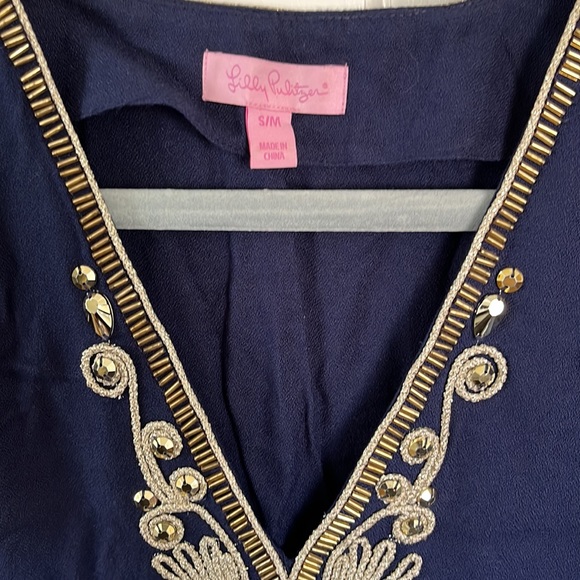 Lily Pulitzer navy and gold caftan dress - Picture 3 of 3